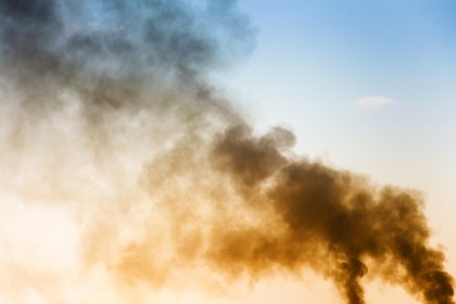 Smoke coming out of a factory