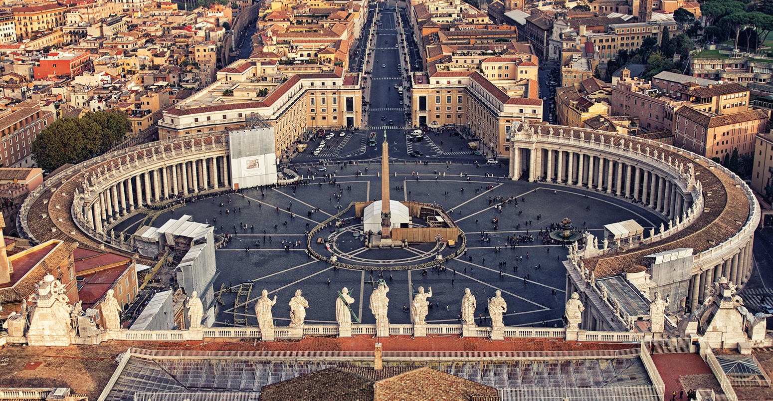 Looking down over Piazza San Pietro in Vatican City