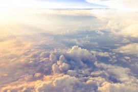 Clouds and sky from the window of an aircraft