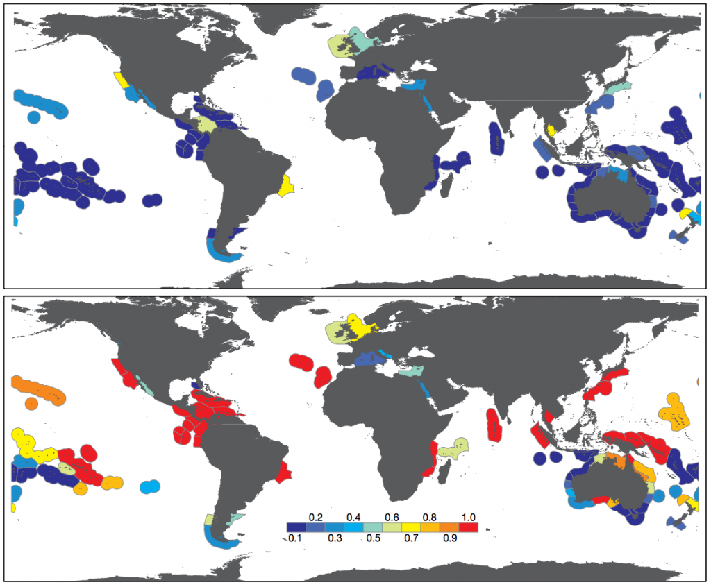 Map: Ocean warming could push marine species beyond their limits ...