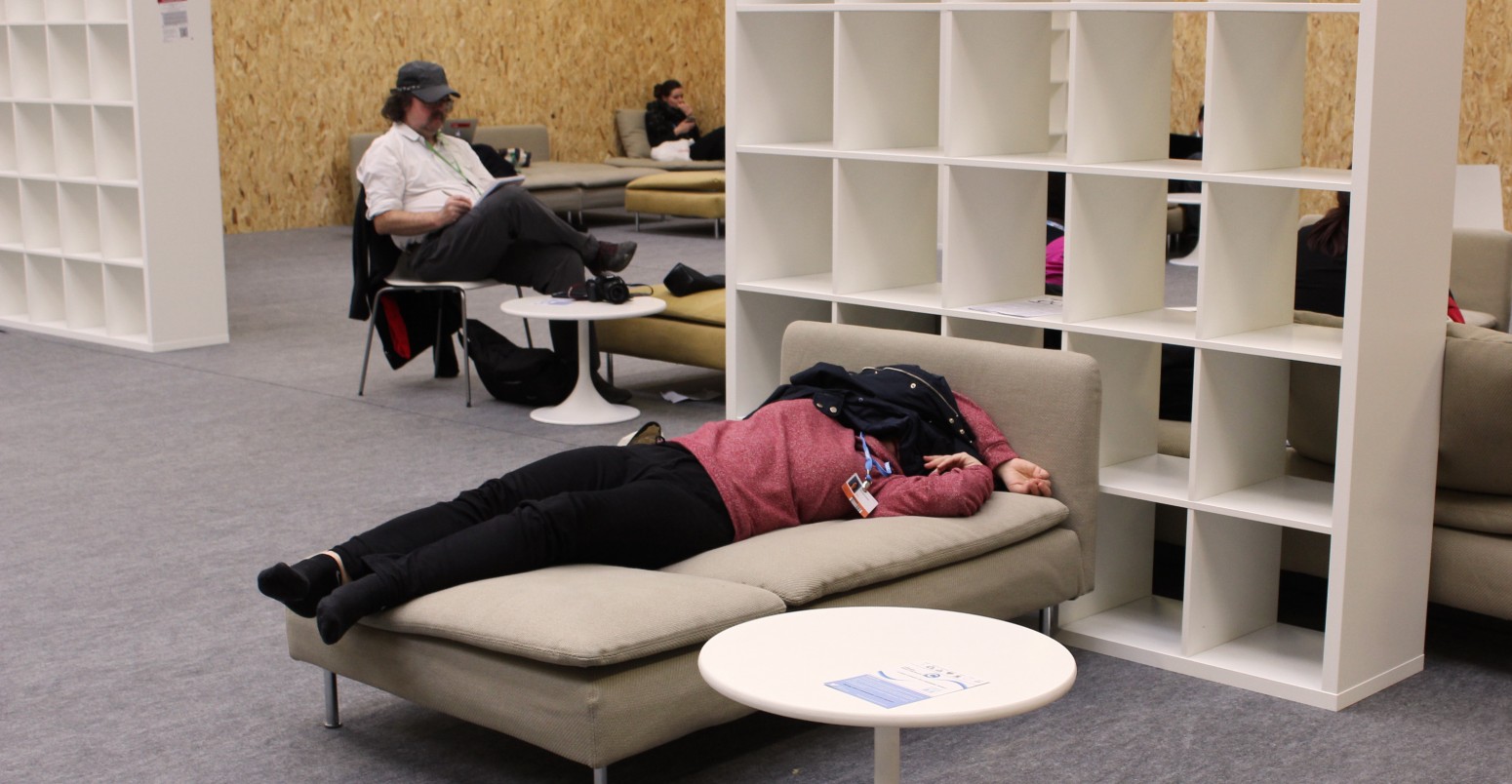 Person asleep at COP21