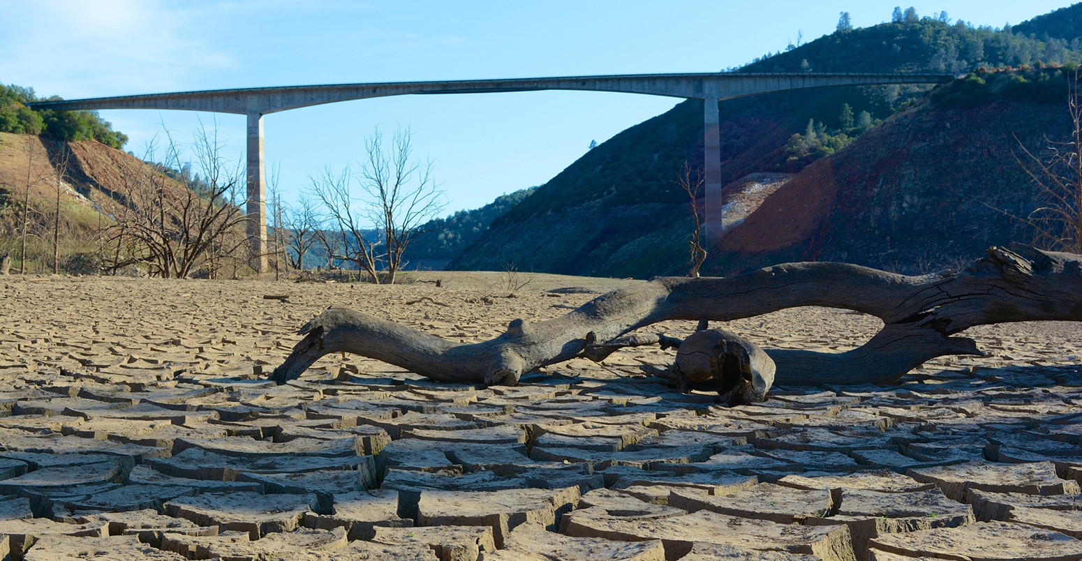 California Drought - Under New Melones Bridge on Dry Lakebed.