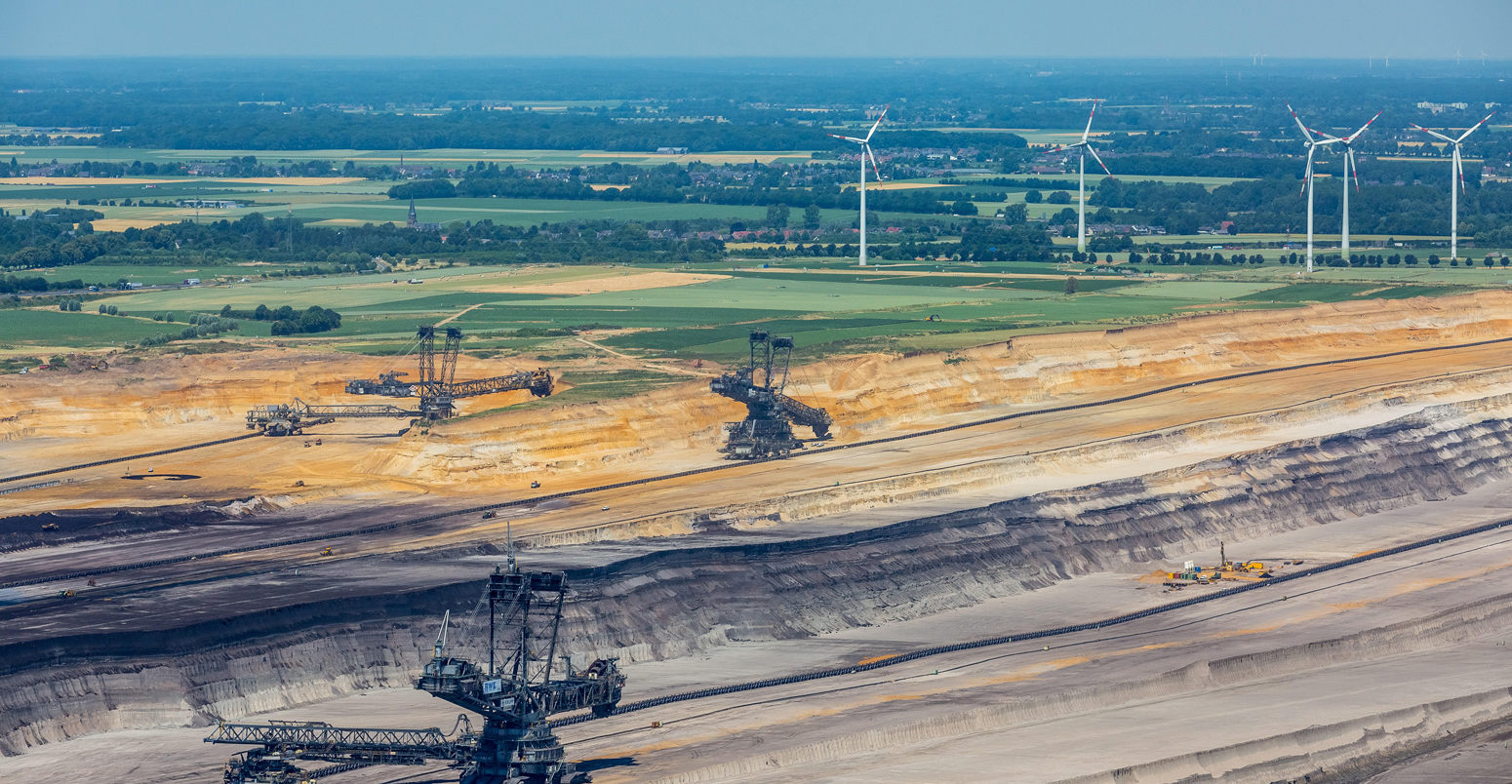 Lignite mining Garweiler, RWE power. Borschemich, Lower Rhine, Germany. 19 June 2017.