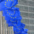 Row of billowing blue European Union flags outside the EU headquarters Berlaymont building