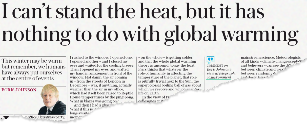 A Boris Johnson column published by the Daily Telegraph on 21 December 2015