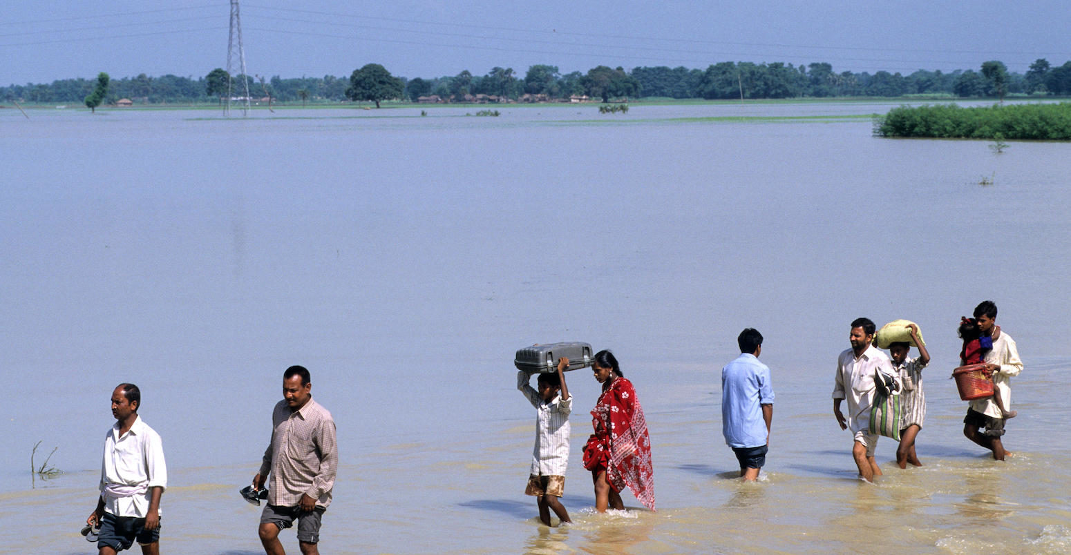 Flooding at the Bagmati river in India, a branch of the Ganges, due to heavy monsoon rains and melting of Himalaya glaciers.