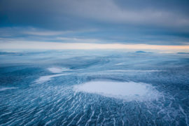 Aerial view of the ice sheet, Greenland. Credit: imageBROKER / Alamy Stock Photo.