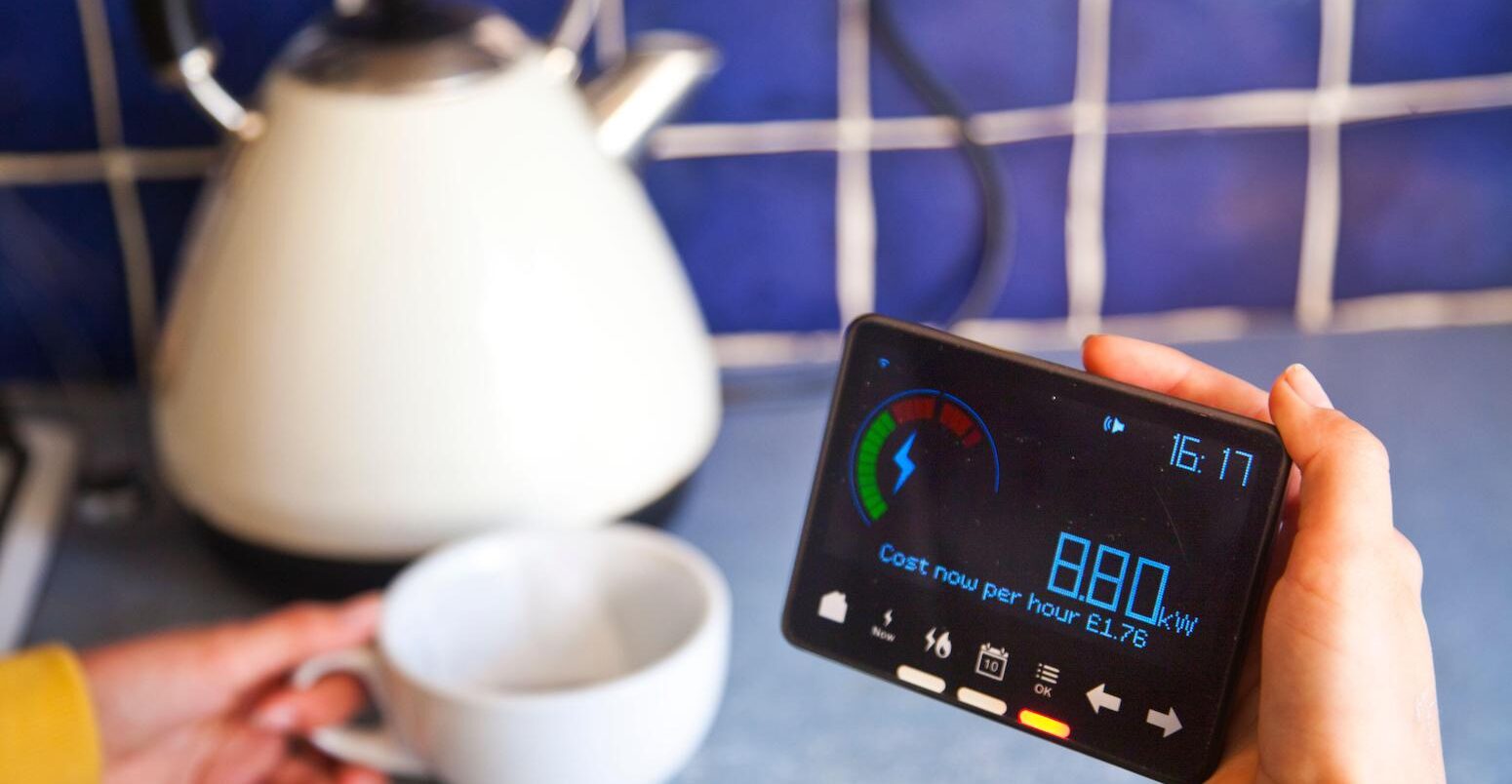 A person holds a smart meter.