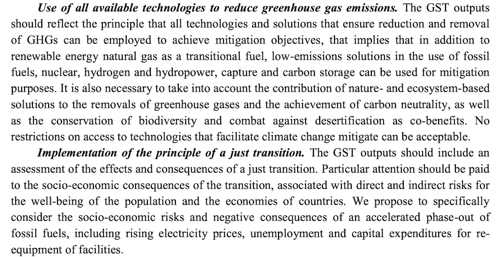 Russia’s submission to the global stocktake.