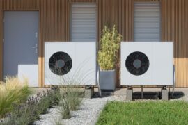 Heat pump installed at a contemporary residential property