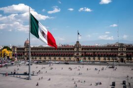 National Palace building at Plaza de la Constitucion in Mexico City, Mexico. Credit: R.M. Nunes / Alamy Stock Photo.