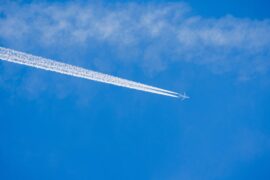 Aircraft vapour trails.