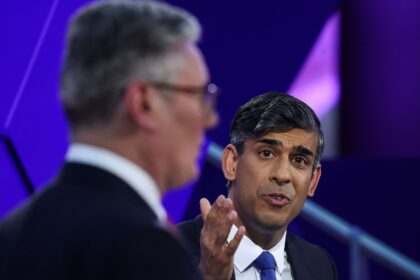 UK Prime Minister Rishi Sunak and Labour Party leader Keir Starmer debate at BBC.