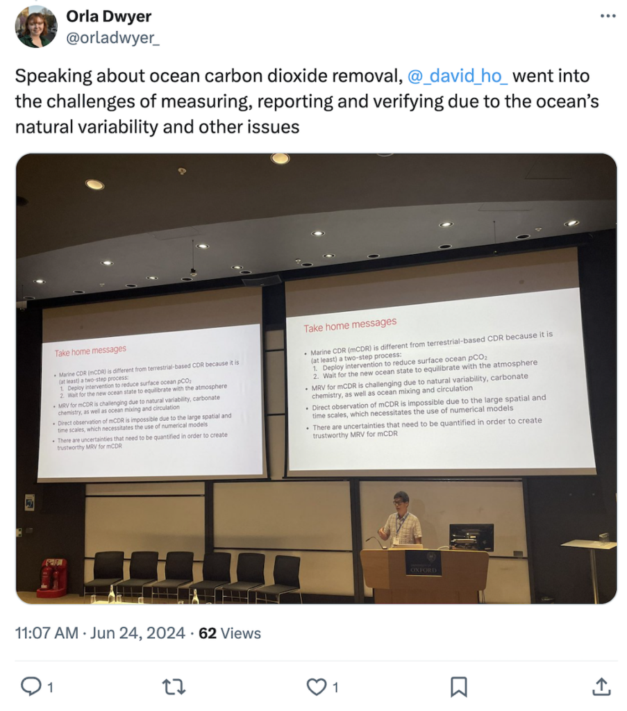 Orla Dwyer on X: David Ho speaks on ocean carbon dioxide removal