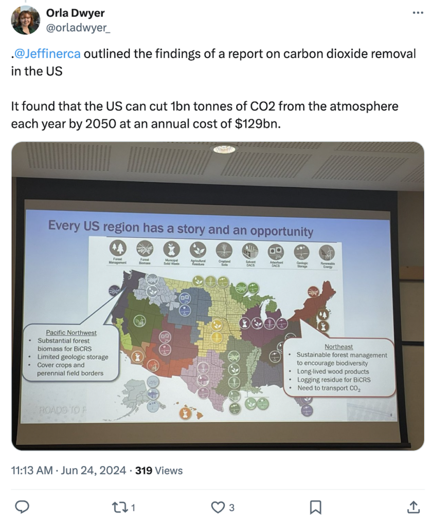 Orla Dwyer on X: Dr. Jennifer Pett-Ridge
outlined the findings of a report on carbon dioxide removal in the US.