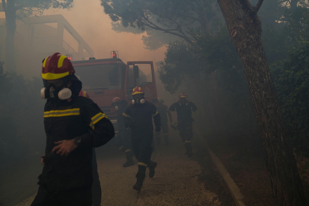 Firefighters in Penteli, Greece in July 2022.