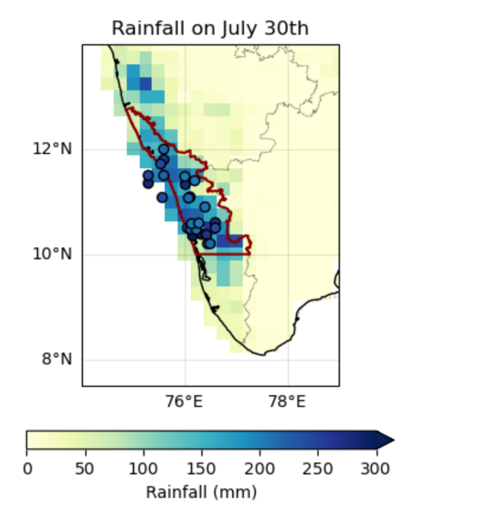 Total rainfall on 30 July 2024, based on data from the Indian Meteorological Department.