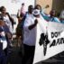 Demonstrators participate in a 'Don't Gas Africa' protest at the COP27.