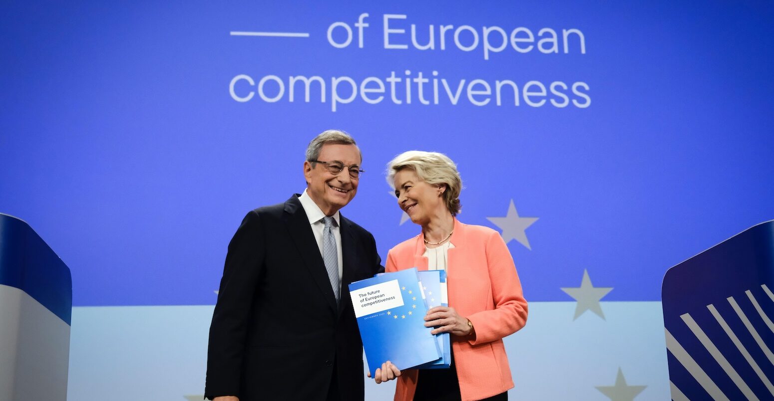 Ursula von der Leyen and Mario Draghi in Brussels, on 9 September 2024.