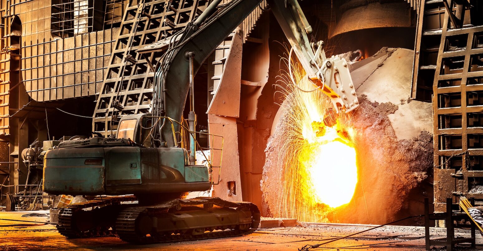 Large steel mill production workshop, Shanghai, China.