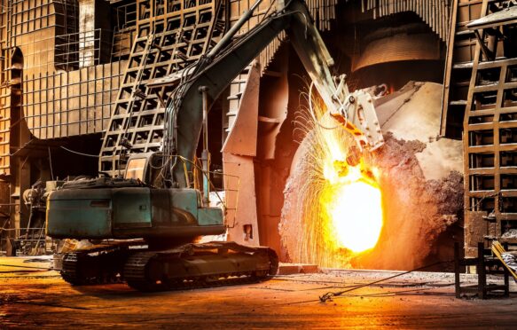 Large steel mill production workshop, Shanghai, China.