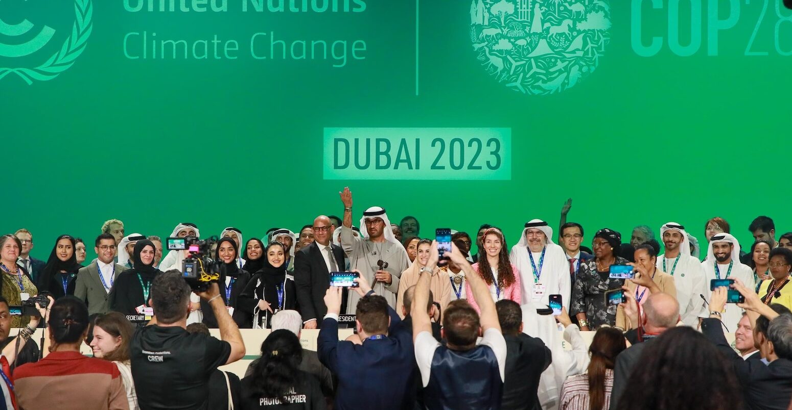 A press briefing at COP28 in Dubai. Credit: IISD/ENB | Mike Muzurakis