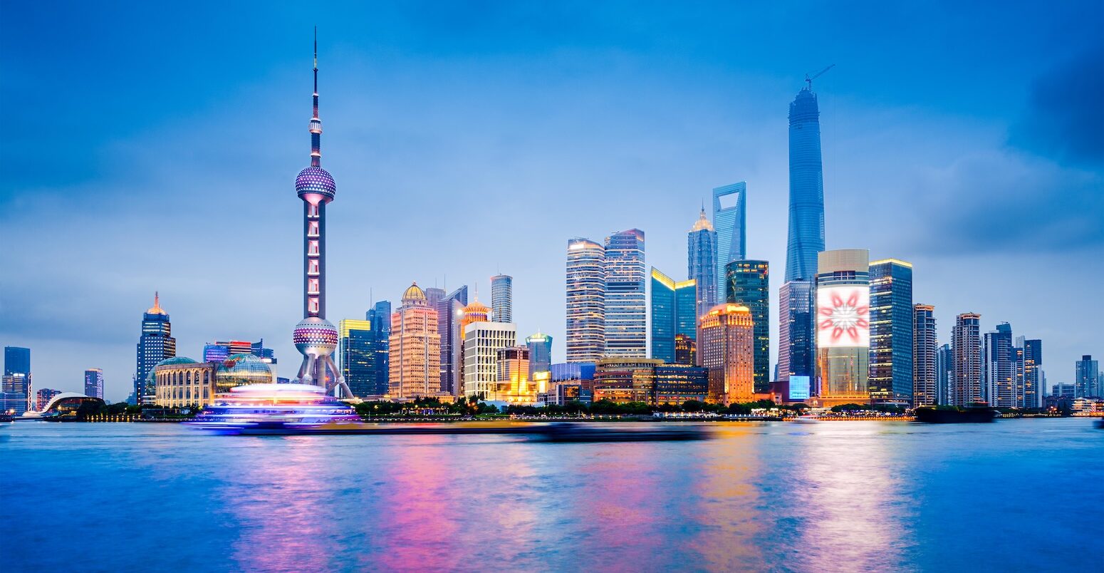 Financial district skyline, Shanghai, China. Credit: Sean Pavone / Alamy Stock Photo. Image ID: EN5EFE.