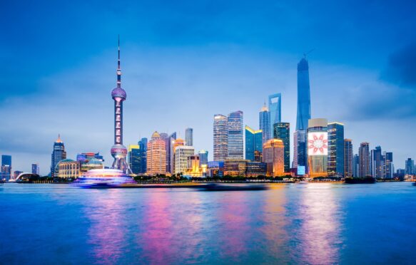 Financial district skyline, Shanghai, China. Credit: Sean Pavone / Alamy Stock Photo. Image ID: EN5EFE.