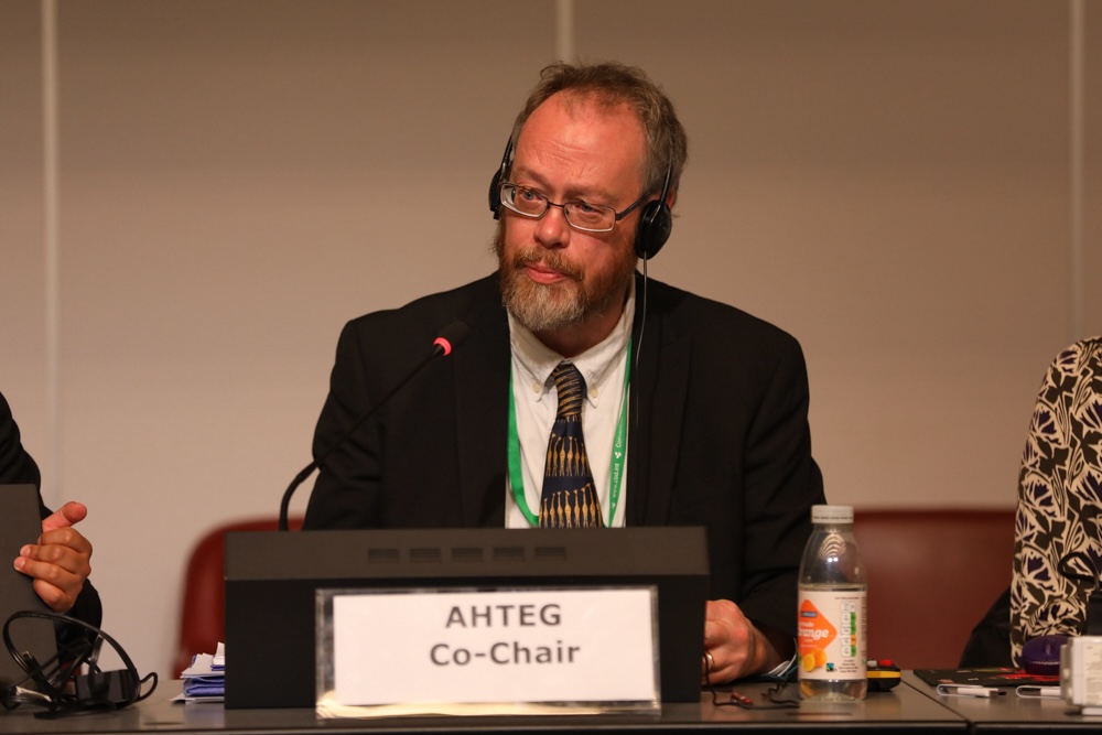 James Williams (UK), co-chair of the ad hoc technical expert group on indicators, at an intersessional meeting in November 2023. Credit: Earth Negotiations Bulletin