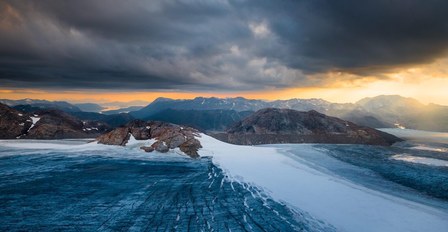 Aerial view Greenland's ice sheet.