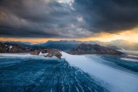 Aerial view Greenland's ice sheet.