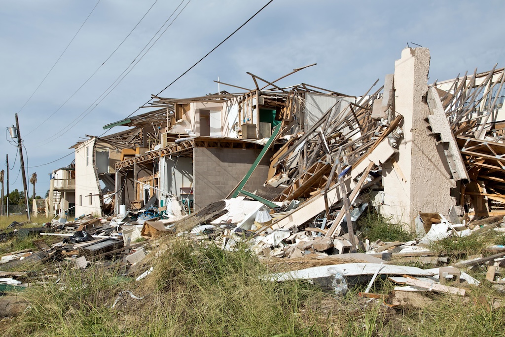 Buildings destroyed by hurricane Harvey August 2017.