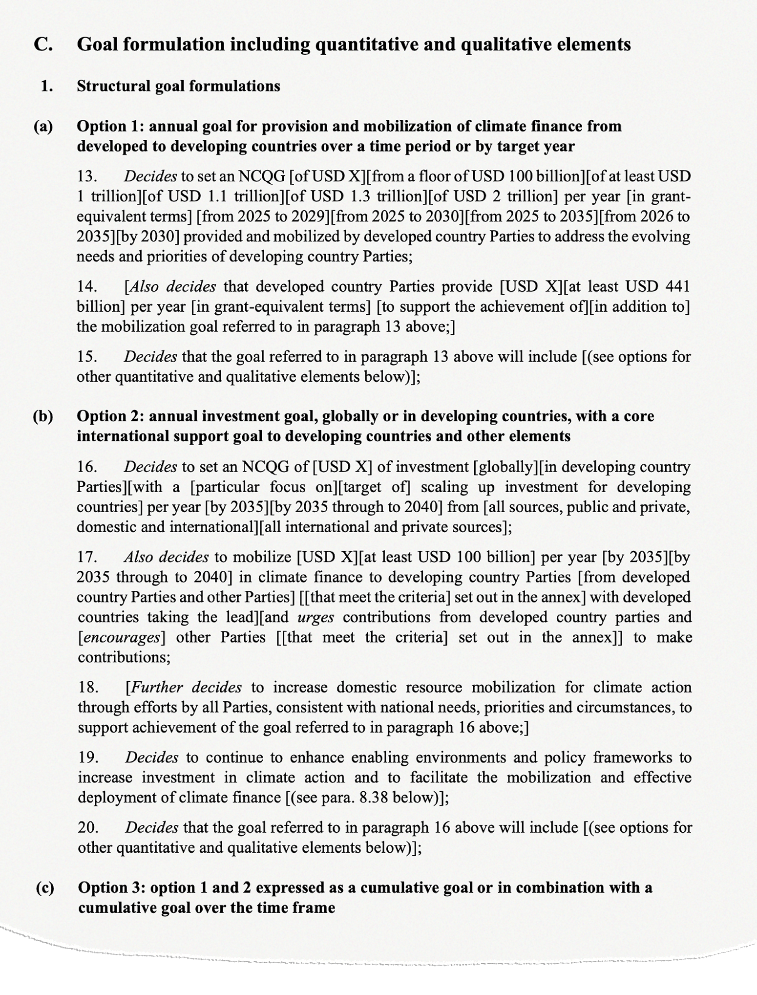 Source: Ad-hoc work programme on the new collective quantified goal on climate finance, addendum to the report by the co-chairs.