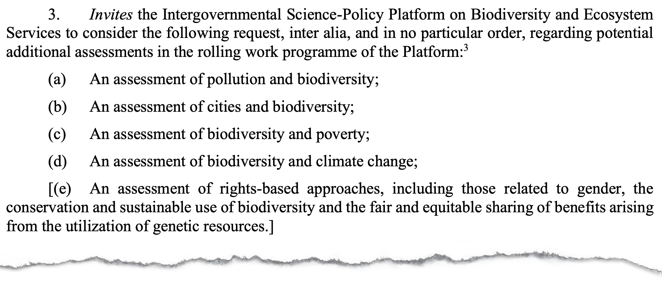 Draft decision on the IPBES work programme submitted by the chair of Working Group I. Source: UN CBD (2024)