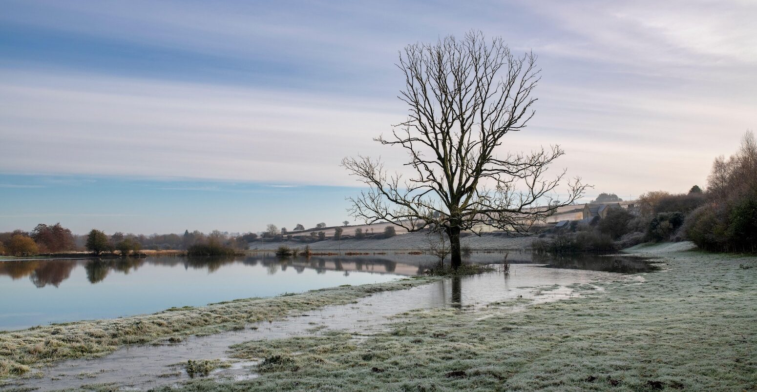 A flooded field in Oxfordshire, UK in November 2024.