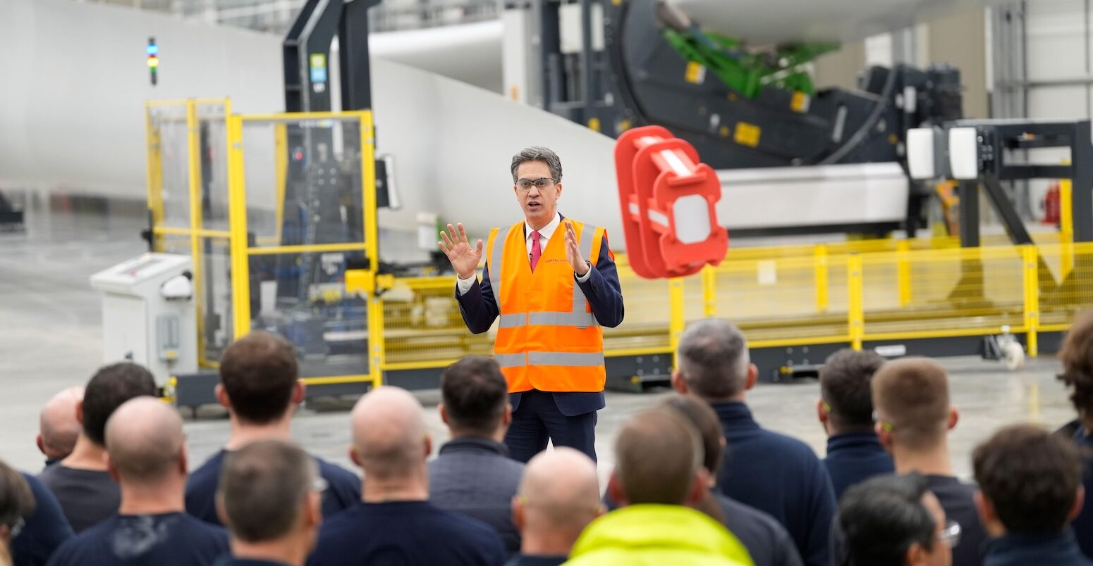 Ed Miliband at Siemens Energy in Hull on December 13, 2024, unveiling the clean power 2030 action plan.