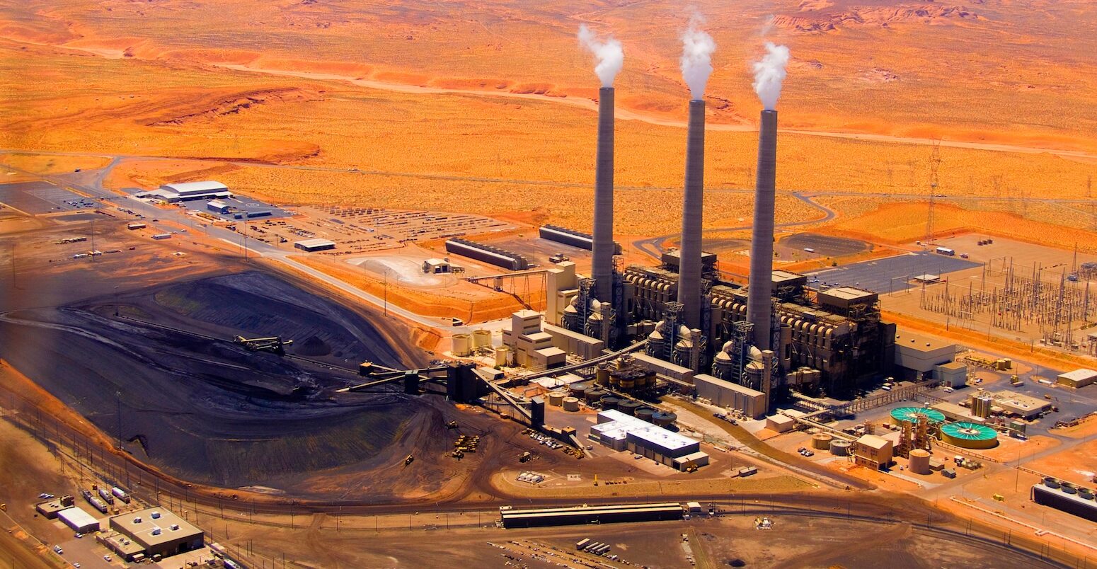 Aerial view of power plant outside Page, Arizona.