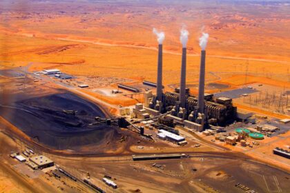 Aerial view of power plant outside Page, Arizona.