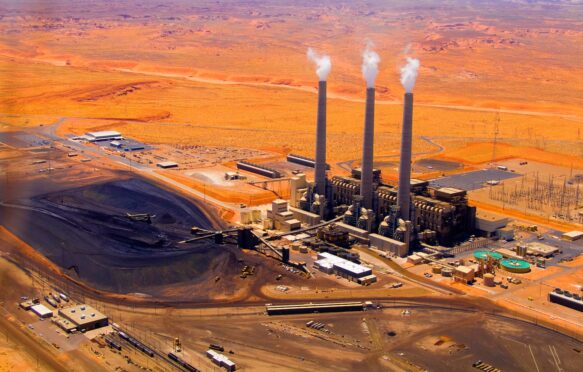 Aerial view of power plant outside Page, Arizona.