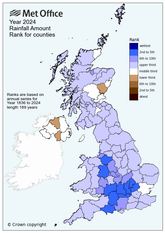 Rainfall amount UK 2024