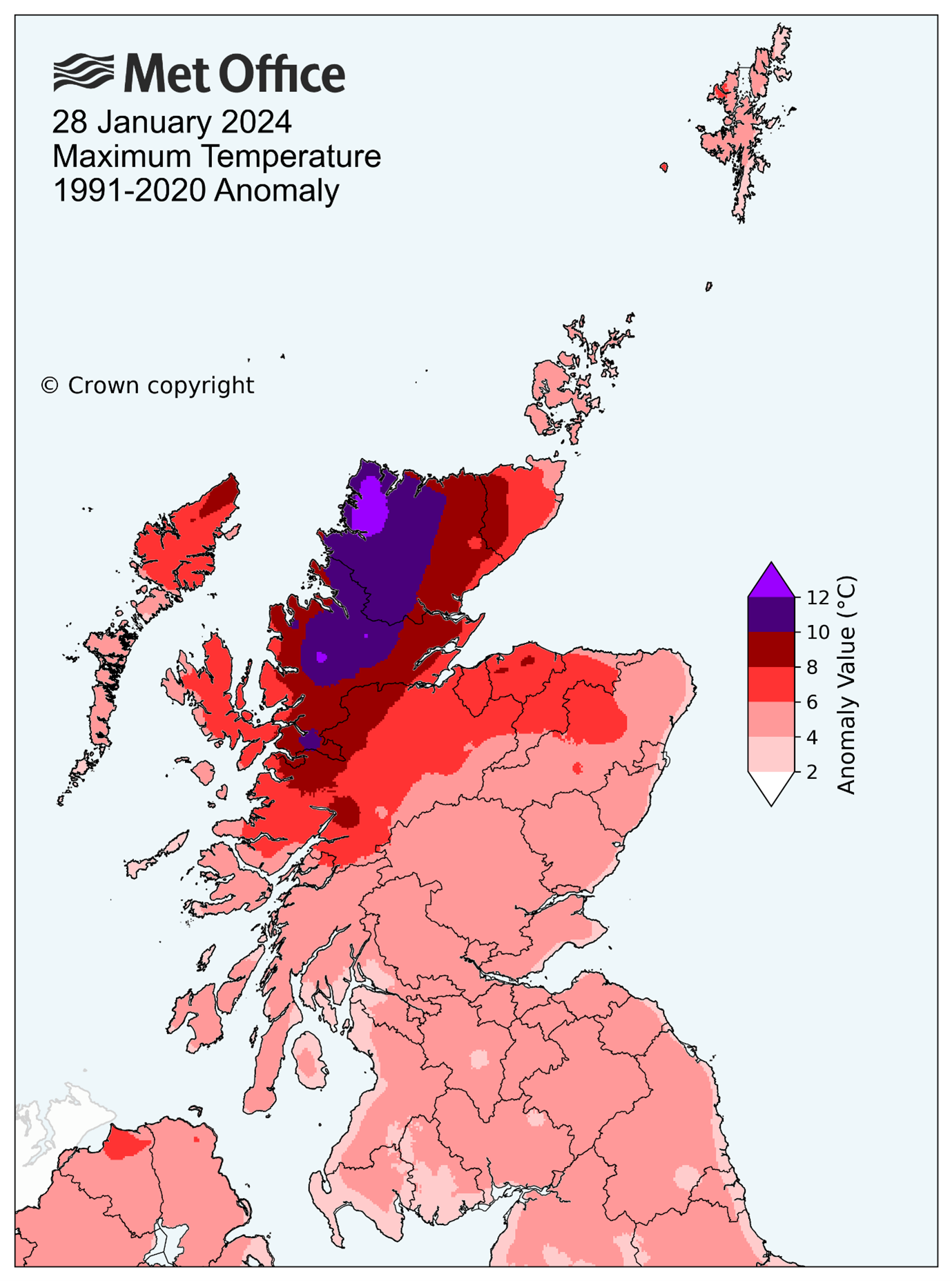 Maximum temperature, Scotland