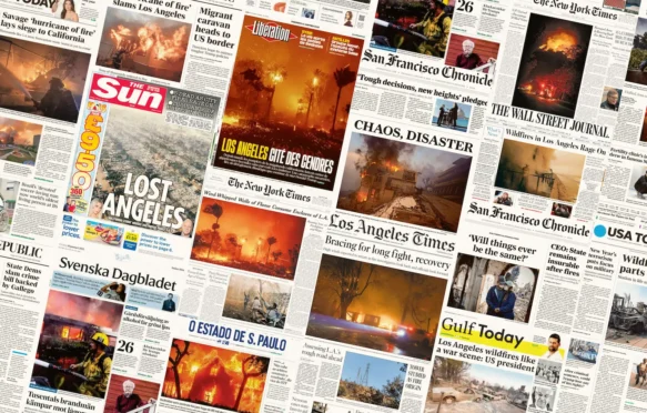 LA wildfires media reaction collage